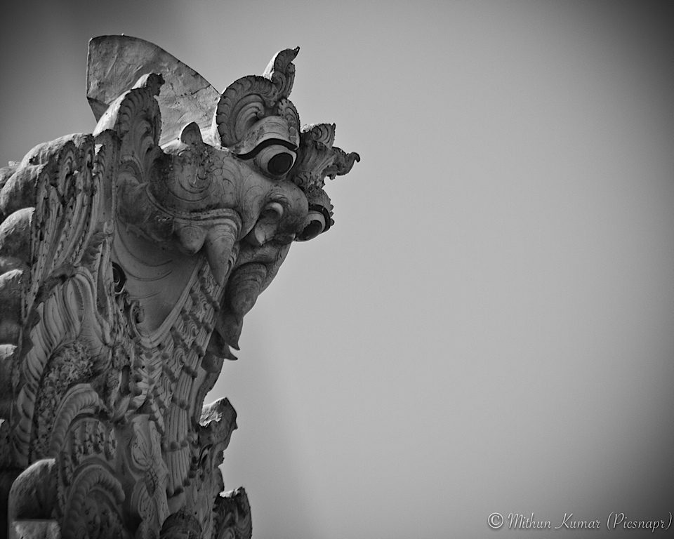This is the top right corner of the Big Bull Temple at Basavanagudi, Bangalore.