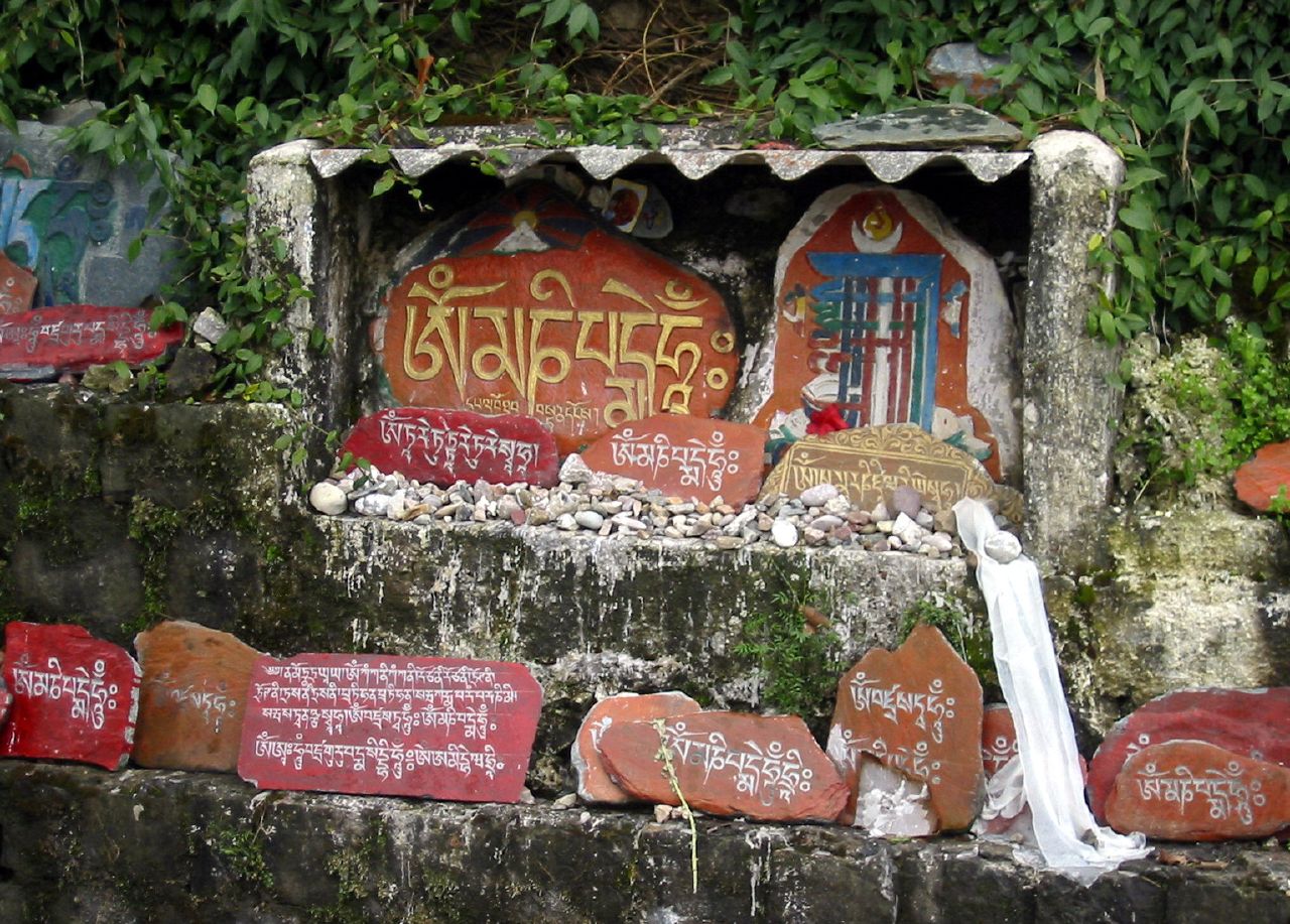 Prayers on stones outside the Tsuglagkhang Complex. (McLeod Ganj)