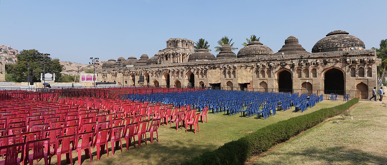 Hampi / Karnataka - Elephant Stables with chairs for Hampi Utsav 2023