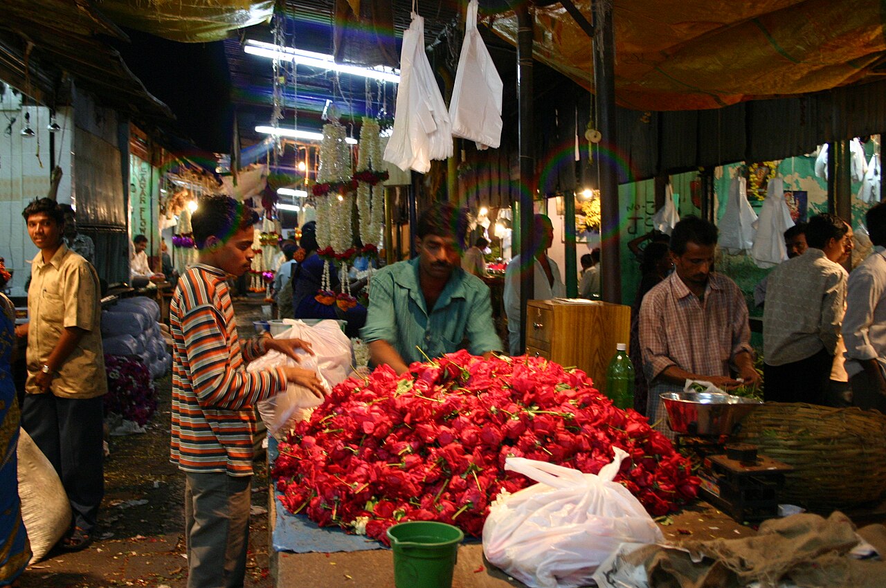 Mysore fruit and vegetable market at night