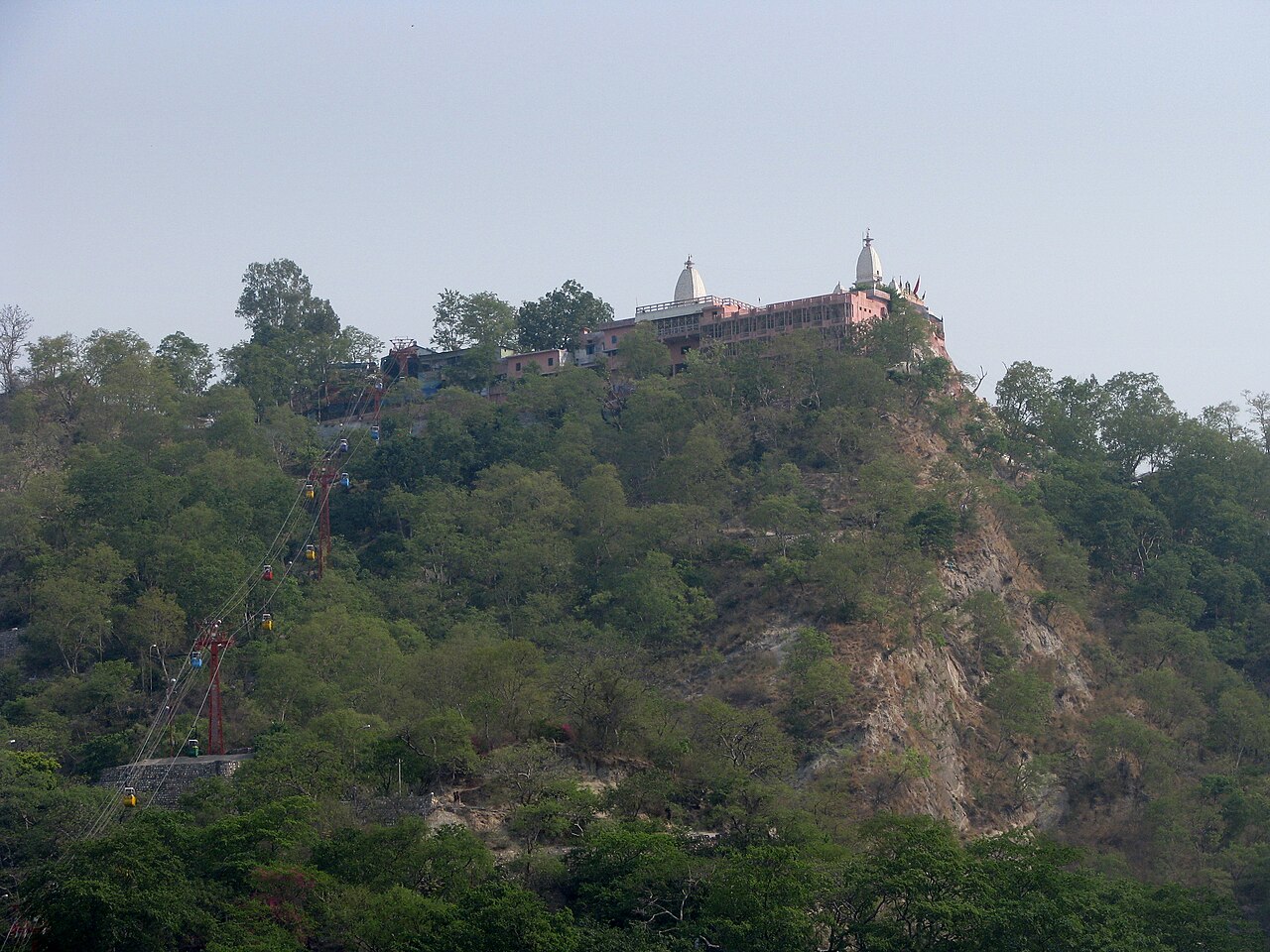 Mansa Devi Temple, Haridwar. Also seen is the rope way leading to the temple, atop Bilwa Parvat.