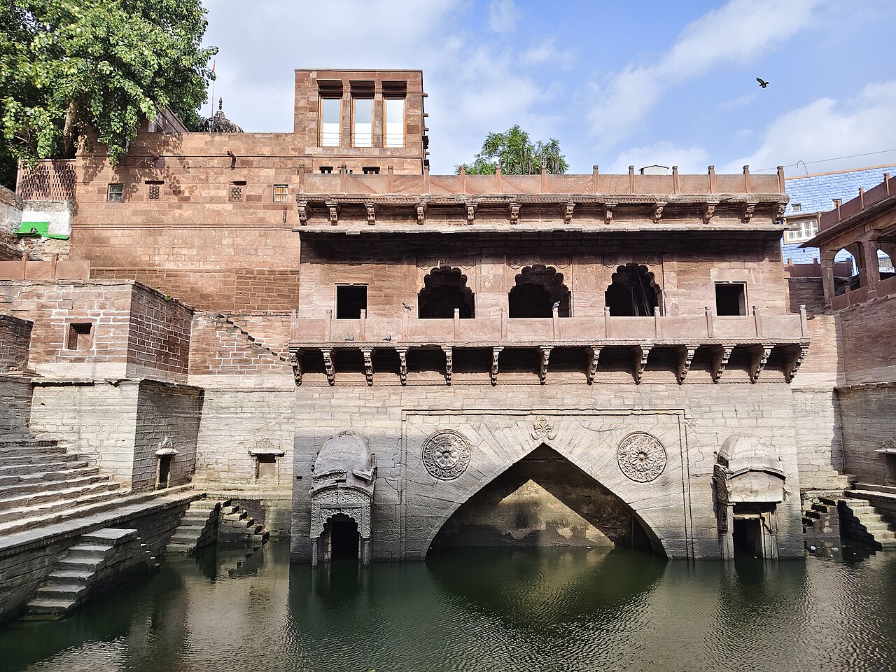 Toorji Ka Jhalra (Toorji's Step Well), a historic stepwell located in Jodhpur, Rajasthan, India. The stepwell features traditional Rajasthani architecture and i