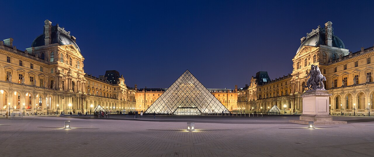 Courtyard of the Museum of Louvre, and its pyramid.