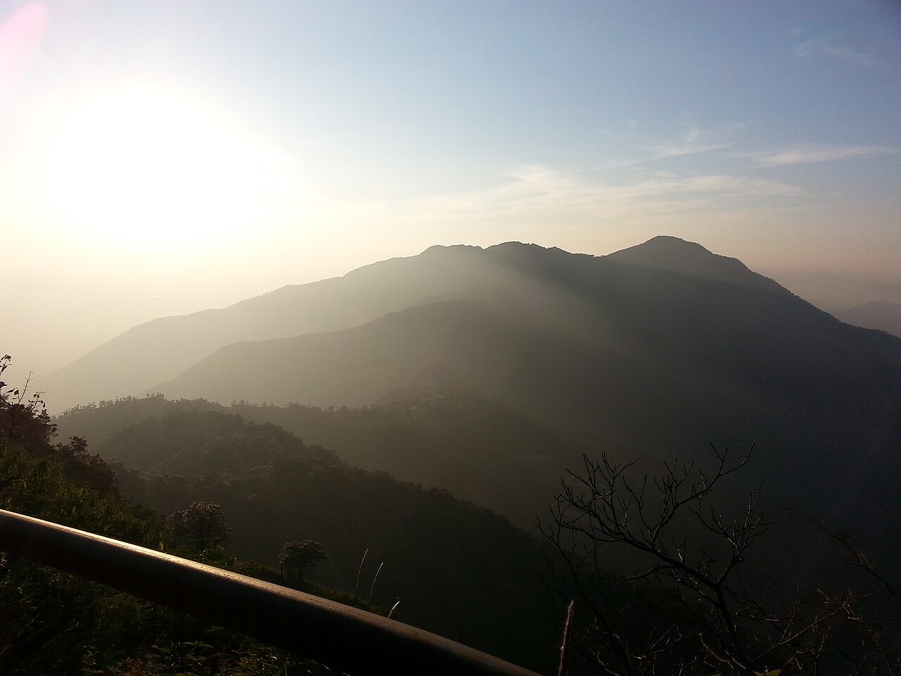 The sunset captured on a foggy day Cloud End Forest Resort located in Mussorie at an altitude of 2006 mt.
