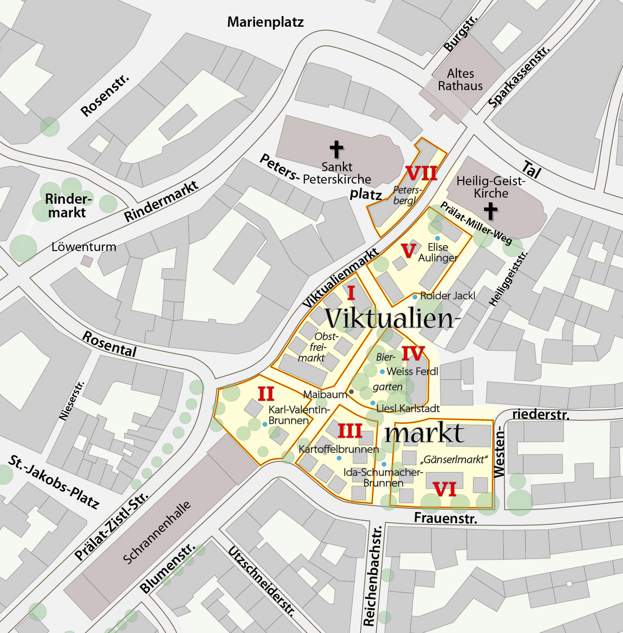 Plan des Viktualienmarkts in München