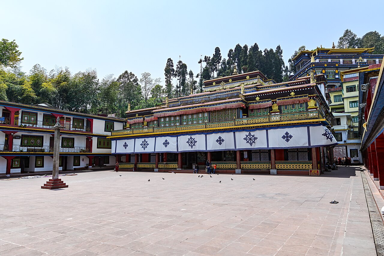 Rumtek Monastery alias Dharma Chakra Centre near Gangtok in East Sikkim. The monastery was originally built under the direction of Changchub Dorje, 12th Karmapa