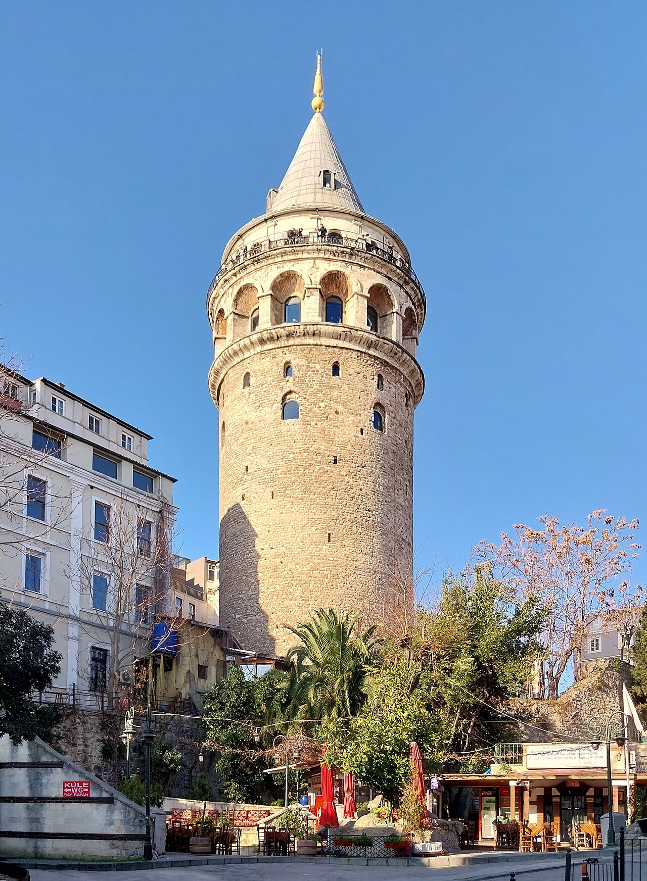 Photograph of the eastern side of Galata tower, Istanbul, with perspective correction.