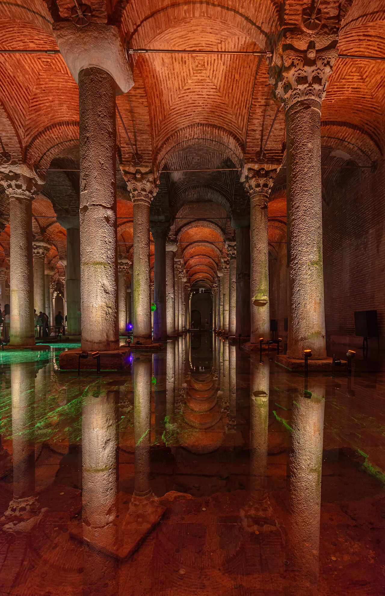 View of the Basilica Cistern, Istanbul, Turkey. The Basilica Cistern, or Cisterna Basilica is the largest of several hundred ancient cisterns that lie beneath t
