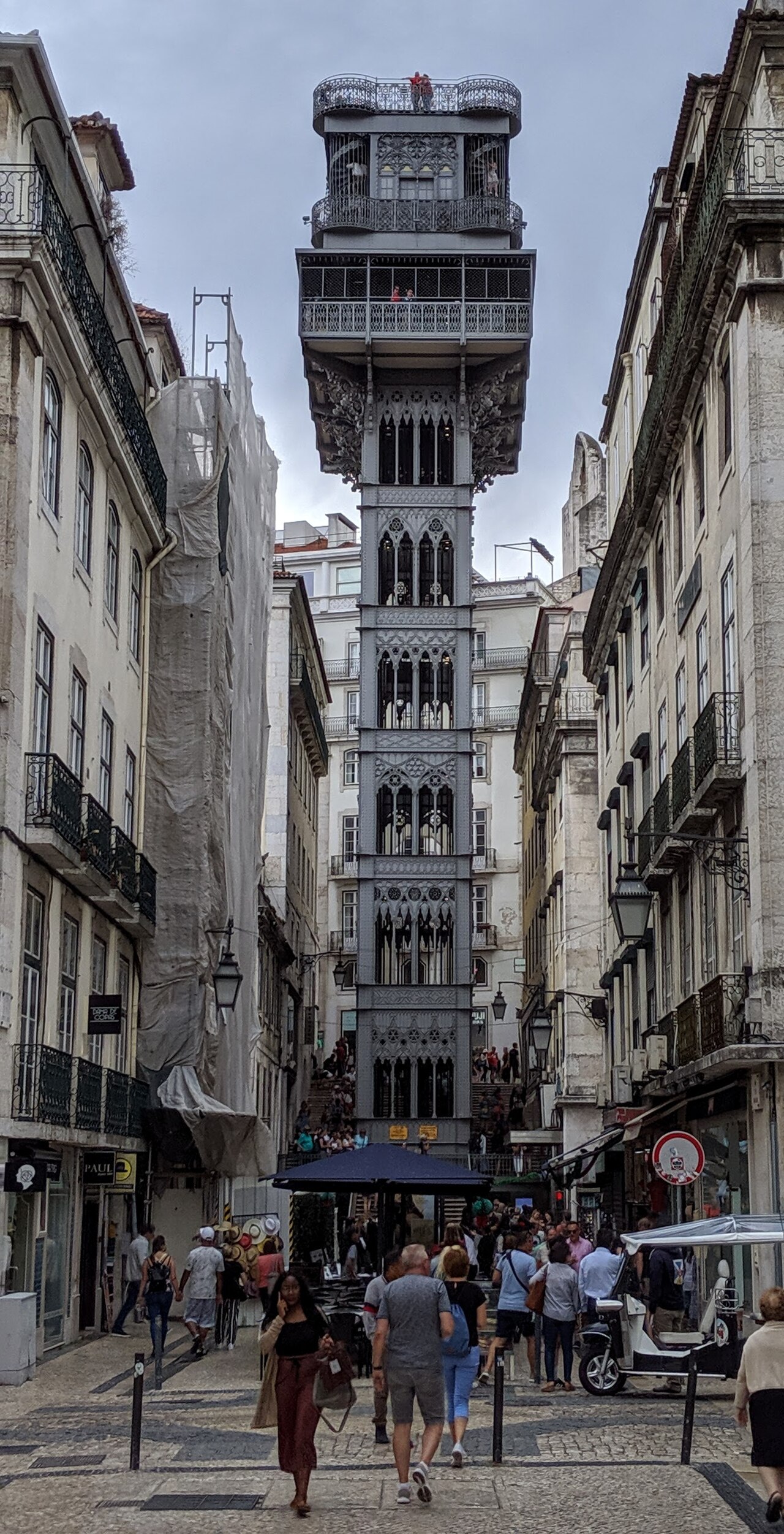 View of Elevador de Santa Justa from Rua de Santa Justa, Lisbon