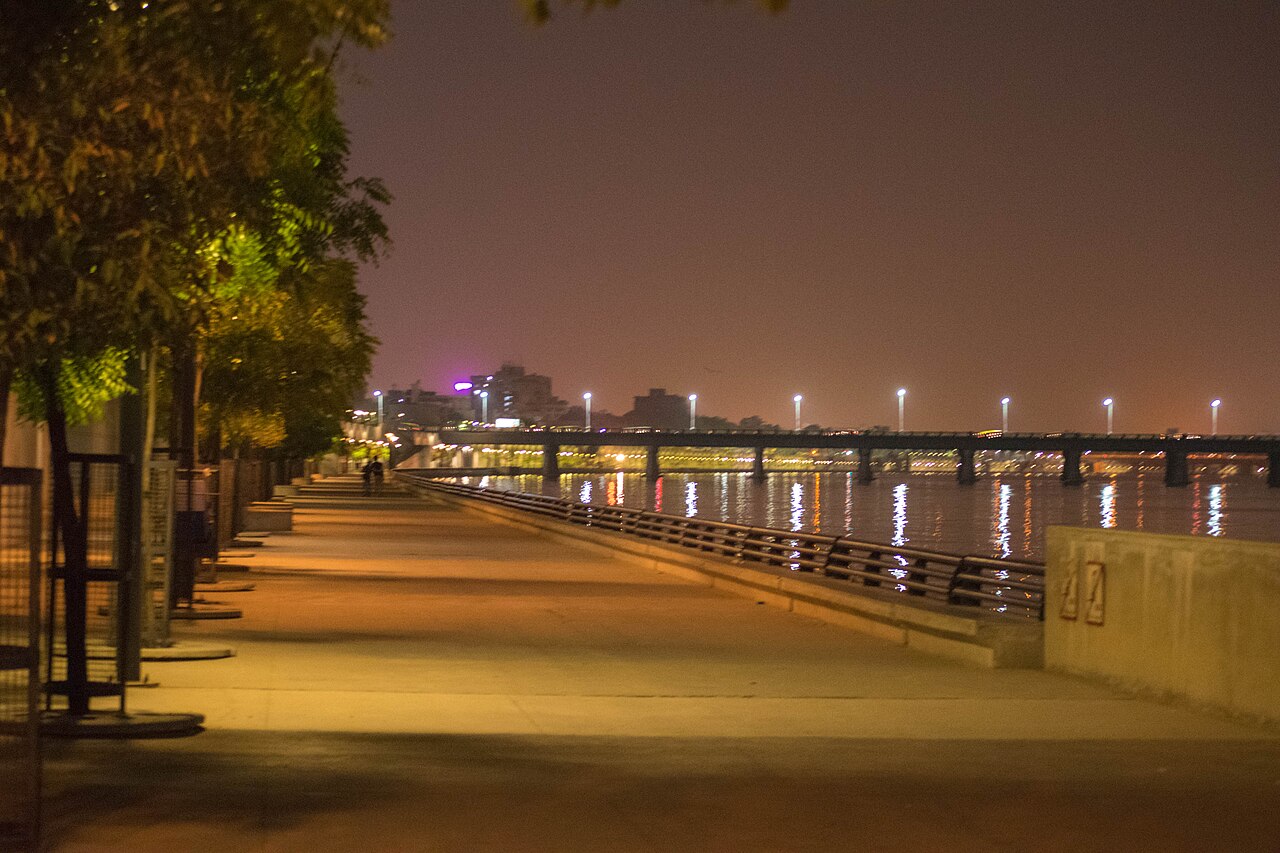 Sabarmati Riverfront at night.