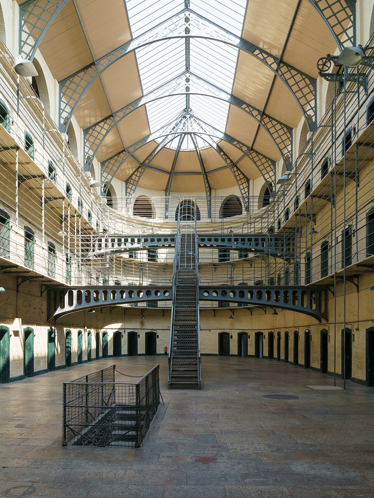 Kilmainham Gaol main hall. Many Irish revolutionaries, including the leaders of the 1916 Easter Rising, were imprisoned and executed in the prison by the Britis