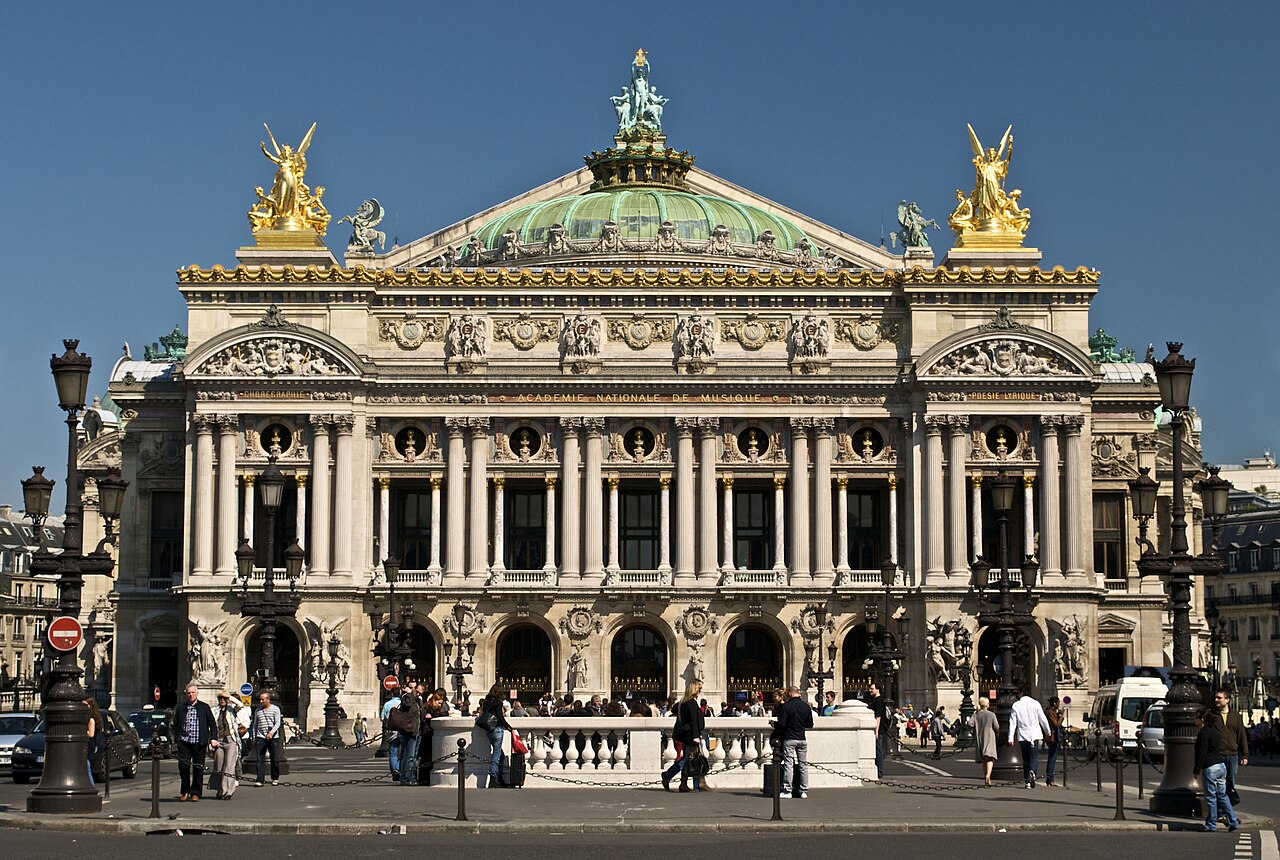 South façade of the Opéra Garnier in Paris, France.