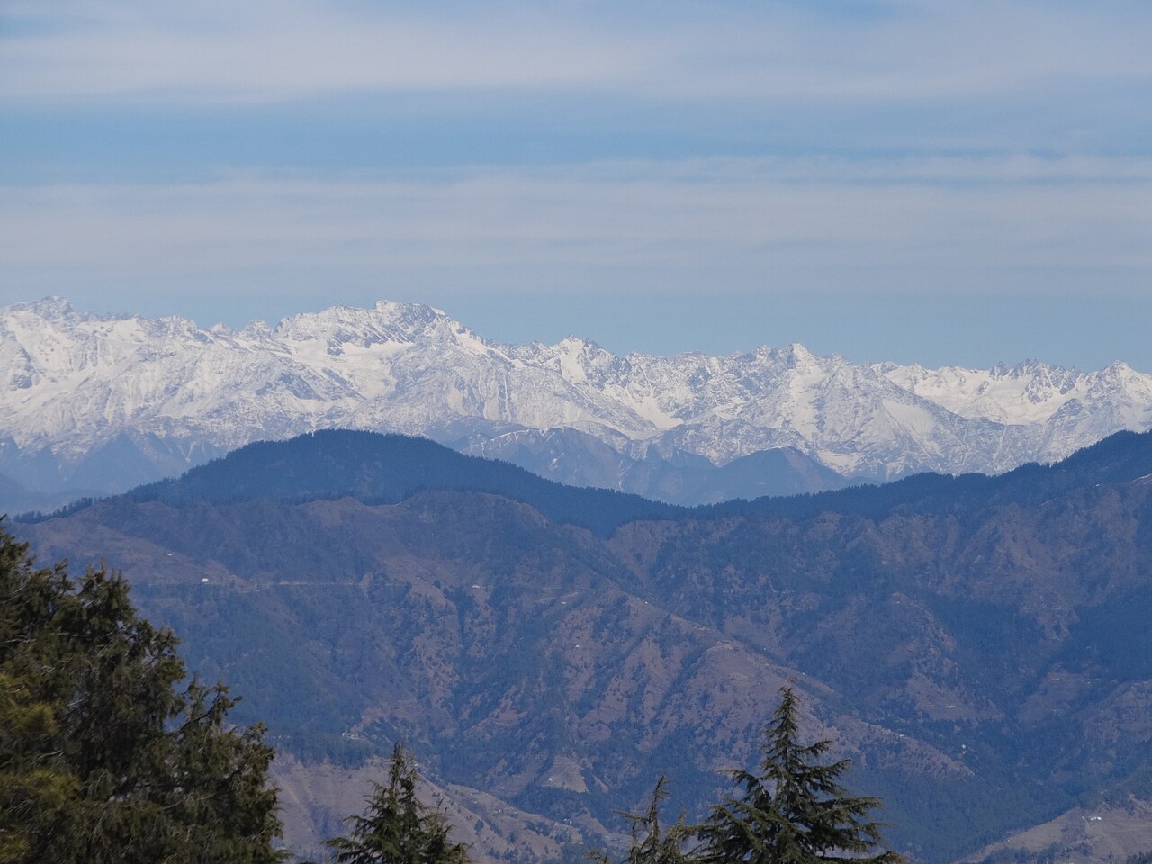 The snow covered hills of Kufri