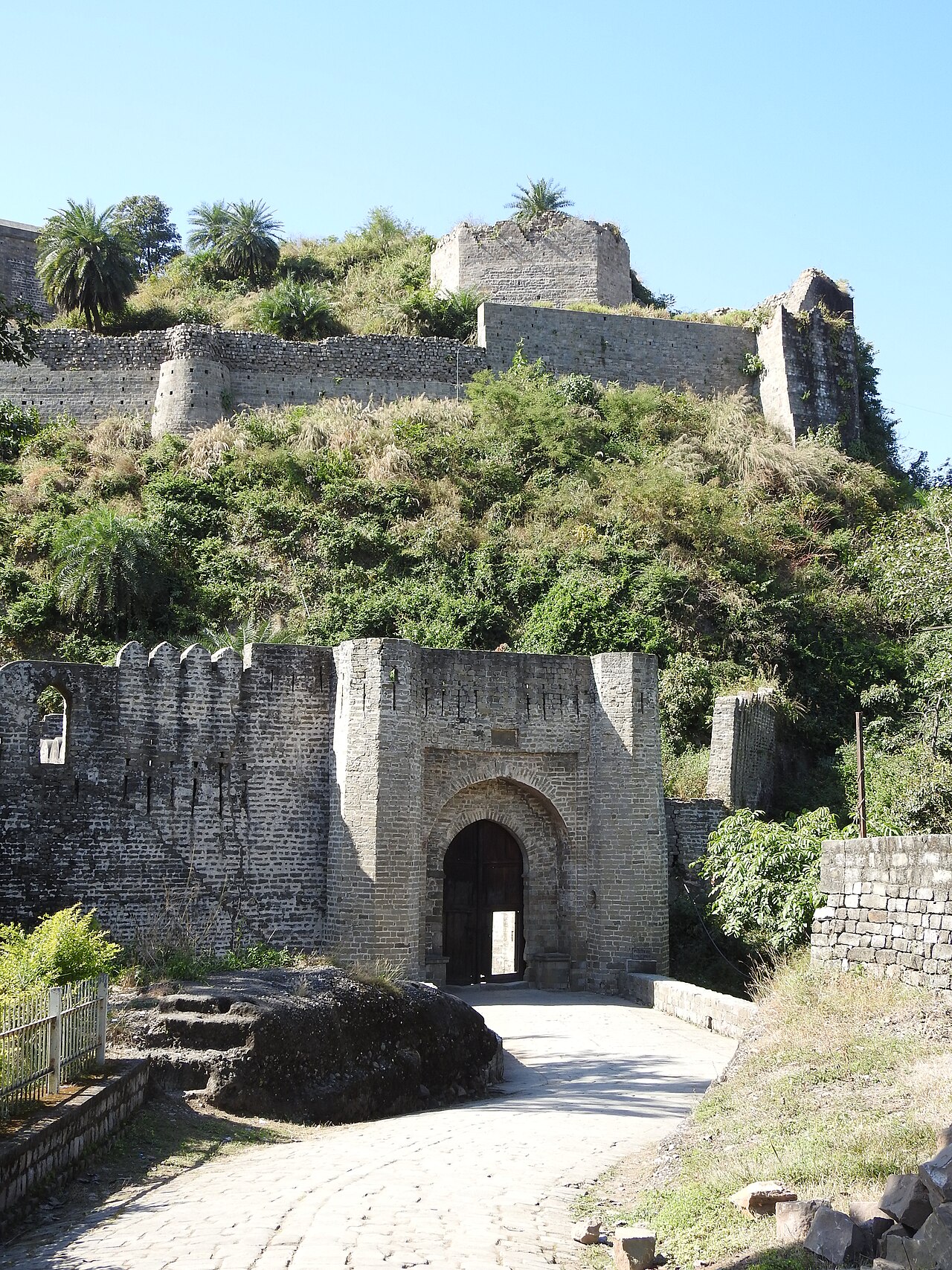 Kangra Fort ,front view ,old Kangra town ,Himachal Pradesh,India