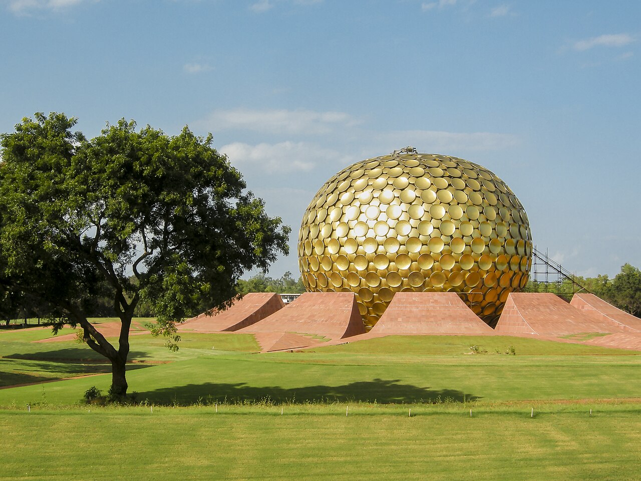 Matrimandir (the golden globe), Auroville, Pondicherry, India.